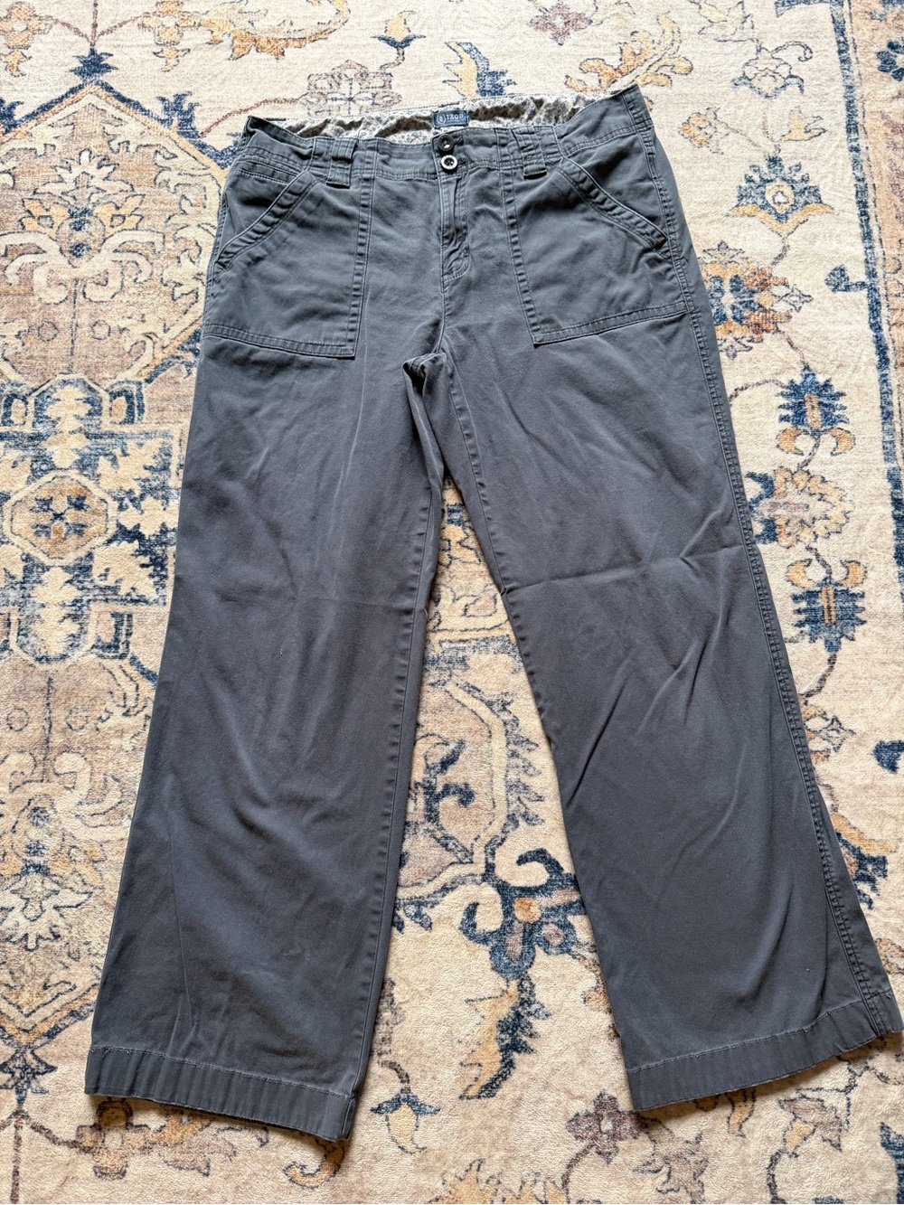 Izod Straight-Leg Pants in Charcoal Gray